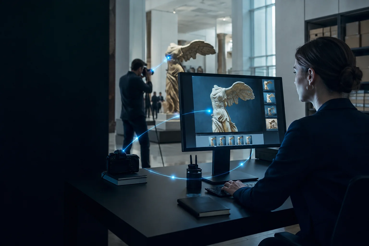 A museum team connects an official photograph to its digital source